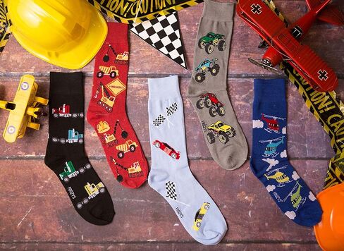 Foozys Men’s Crew Socks | Fun Automotive - Going Places Novelty Socks | 2 Pair in Kuwait