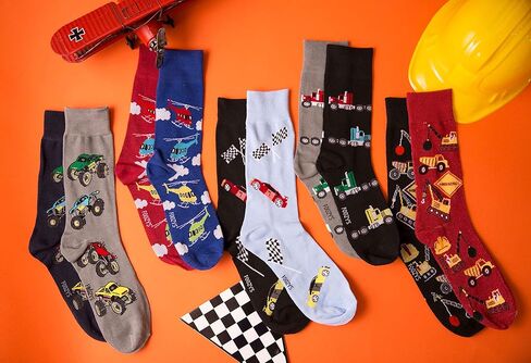 Foozys Men’s Crew Socks | Fun Automotive - Going Places Novelty Socks | 2 Pair in Kuwait