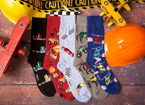 Foozys Men’s Crew Socks | Fun Automotive - Going Places Novelty Socks | 2 Pair in Kuwait