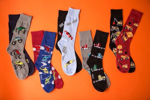 Foozys Men’s Crew Socks | Fun Automotive - Going Places Novelty Socks | 2 Pair in Kuwait