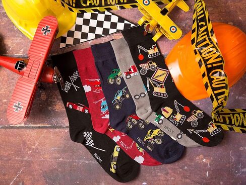 Foozys Men’s Crew Socks | Fun Automotive - Going Places Novelty Socks | 2 Pair in Kuwait