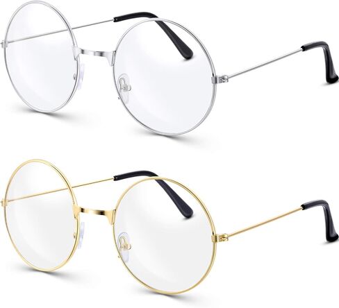 Bememo 2 Pairs of Wizard Glasses Round Wire Costume Glasses Accessories for Dressing Up in Saudi Arabia
