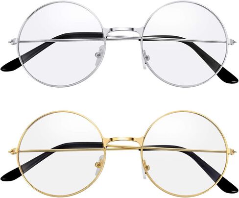 Bememo 2 Pairs of Wizard Glasses Round Wire Costume Glasses Accessories for Dressing Up in Saudi Arabia