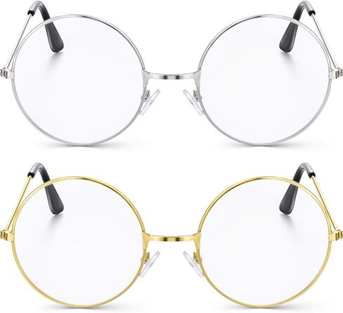 Bememo 2 Pairs of Wizard Glasses Round Wire Costume Glasses Accessories for Dressing Up in Saudi Arabia