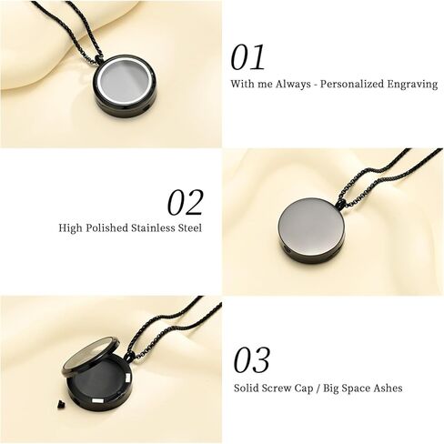 Oinsi Cremation Locket Necklace for Ashes of Loved One Carry Photo Glass Memorial Urn Jewelry 316L Stainless Steel Keepsake Gifts in Kuwait