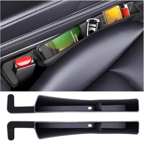 2PCS Car Seat Gap Filler, Multifunctional Automotive Seat Gap Organizer Between Seat and Console, Vehicle Interior Storage Organizer Accessories, Universal for RV, SUV, Truck (Black) in Kuwait