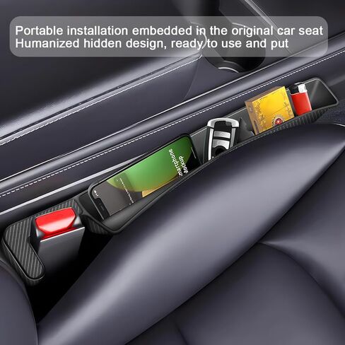 2PCS Car Seat Gap Filler, Multifunctional Automotive Seat Gap Organizer Between Seat and Console, Vehicle Interior Storage Organizer Accessories, Universal for RV, SUV, Truck (Black) in Kuwait