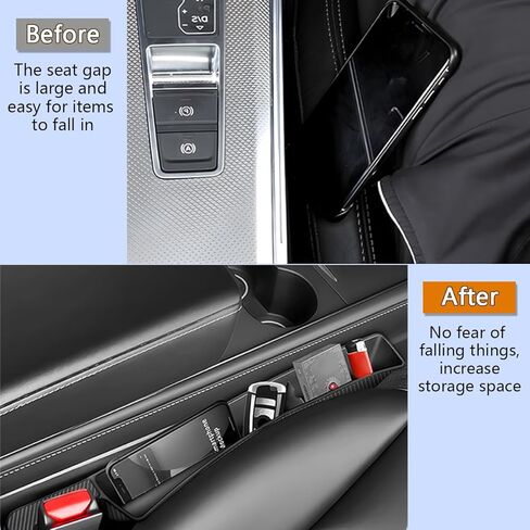 2PCS Car Seat Gap Filler, Multifunctional Automotive Seat Gap Organizer Between Seat and Console, Vehicle Interior Storage Organizer Accessories, Universal for RV, SUV, Truck (Black) in Kuwait