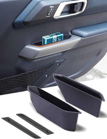 Savadicar Front Door Handle Storage Box, Interior Door Side ABS Pockets Organizer for 2021 2022 2023 Ford Bronco 2/4 Door, Expansion Accessories, Black, 2 PCs in Kuwait