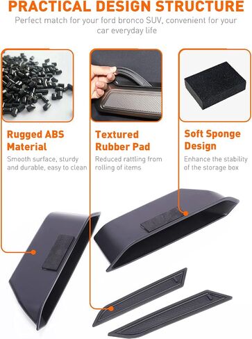 Savadicar Front Door Handle Storage Box, Interior Door Side ABS Pockets Organizer for 2021 2022 2023 Ford Bronco 2/4 Door, Expansion Accessories, Black, 2 PCs in Kuwait