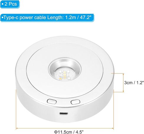PATIKIL 4.5" x 3.5" Rotating LED Light Base Stand, Colorful Base Display Pedestals with 4 Revolving & 8 Light Modes Electric & Battery-Operated Platform for Crystal Decoration, Silver Tone in Saudi Arabia