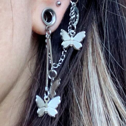 Casvort 2 PCS 6mm-16mm Fashion 316 Stainless Steel New Double Flared Butterfly Ear Cuff Clips Dangle Ear Plugs Tunnels Gauges Stretcher Piercings Body Jewelry in Kuwait
