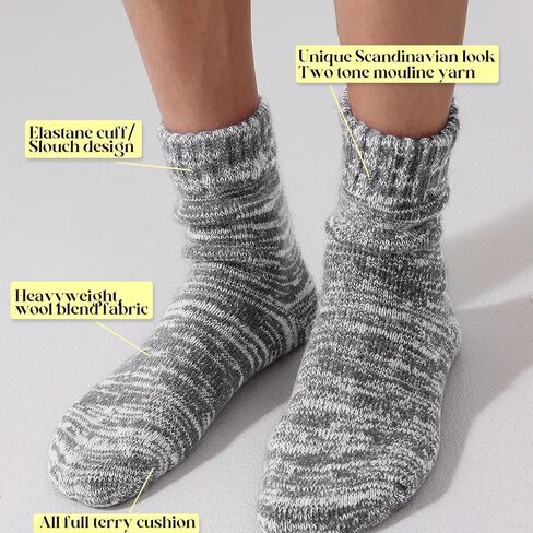 Merino Wool Socks Full Cushion Terry Fuzzy Crew Socks For Women Hiking Knit Thick Winter Warm Slouchy Socks in Saudi Arabia