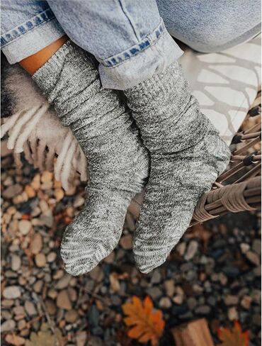 Merino Wool Socks Full Cushion Terry Fuzzy Crew Socks For Women Hiking Knit Thick Winter Warm Slouchy Socks in Saudi Arabia