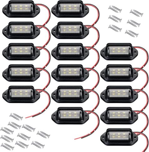 LED 16 PCS LED License Plate Light, 6 LEDs License Plate Lamp Set Courtesy Light Dome Cargo Lights for Truck SUV Van RV Trailer in Kuwait