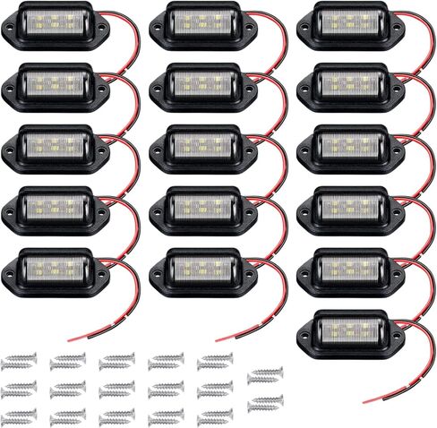 LED 16 PCS LED License Plate Light, 6 LEDs License Plate Lamp Set Courtesy Light Dome Cargo Lights for Truck SUV Van RV Trailer in Kuwait