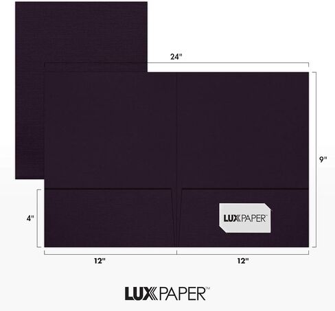 LUXPaper 9" x 12" Presentation Folders | Two Pocket | Front Cover Card Slits (Lower Right) | Deep Black Linen | 100lb. Cover | 50 Qty in Saudi Arabia