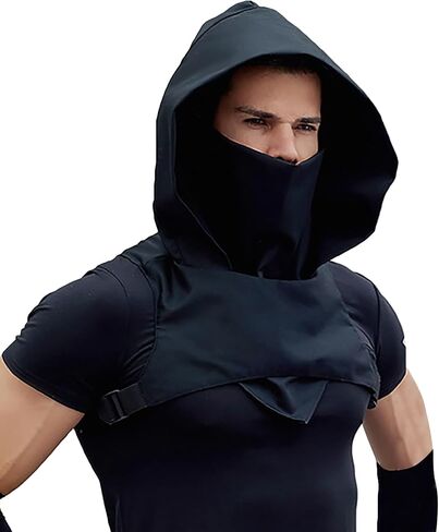 Halloween Adult Hooded Cape Hat Cowl Scarf Neck Warmer Cap Pirate Assassin Cosplay Costume Gothic Punk Headwear in Saudi Arabia