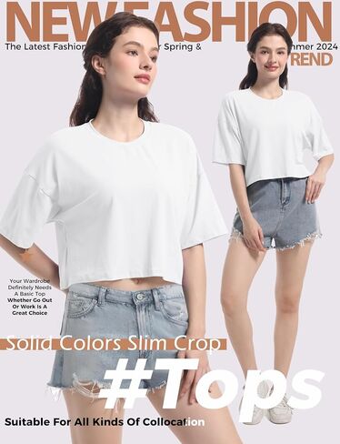 Women's Basic Crop Top Drop Shoulder T Shirt Half Sleeve Cropped Tee Crewneck Short Sleeve Casual Summer Solid Crop Tops in Saudi Arabia