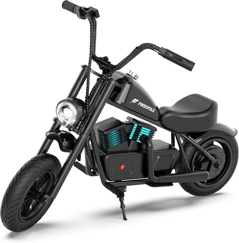 EM-7 Electric Motorcycle Mini Motorbike for Kids Aged 6~10, 10MPH Speed, Lithium Battery for 60min Ride, 12" Air Tires, Music & Lighting, Black in Saudi Arabia