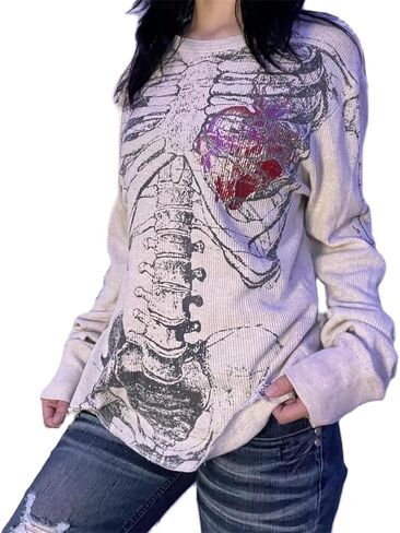 Women Y2K Grunge T Shirt Emo Aesthetics Graphic Tops Teen Girl Vintage Baggy Goth Tops Harajuku Punk Grunge Clothes in Kuwait