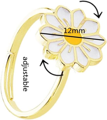 COLORFUL BLING Delicate Silver Cubic Zirconia Daisy Flower Butterfly Fidget Anxiety Rings for Women Adjustable Open Sunflowers Evil Eyes Stress Relief Stackable Rings in Saudi Arabia
