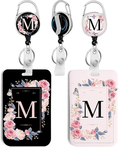 2 Pack A-Z Letter ID Badge Holder with Clip Badge Reels Retractable Heavy Duty,Keychain，ID Holder for School Nurse Office A in Saudi Arabia