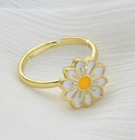COLORFUL BLING Delicate Silver Cubic Zirconia Daisy Flower Butterfly Fidget Anxiety Rings for Women Adjustable Open Sunflowers Evil Eyes Stress Relief Stackable Rings in Saudi Arabia