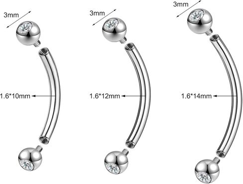 14G Belly Button Ring Surgical Stainless Steel Round Cubic Zirconia Belly Button Navel Piercing Ring 10mm 12mm 14mm Navel Piercing Jewelry For Women Men Belly Piercings Barbell Jewelry in Saudi Arabia