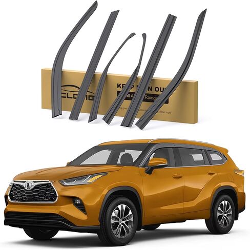Rain Guards for Toyota Highlander 2020 2021 2022 2023 2024 L LE XLE XSE Limited Platinum Hybrid, Durable Tape on Side Windows Wind Deflectors, Vent Visors, Rain Visor, Window Visor- 6 PCS in Kuwait