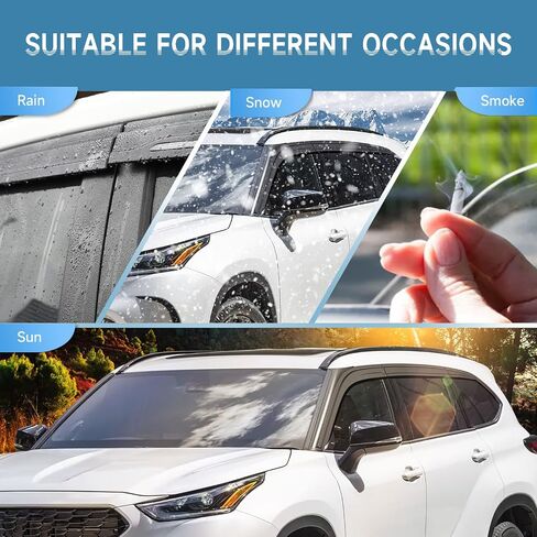 Rain Guards for Toyota Highlander 2020 2021 2022 2023 2024 L LE XLE XSE Limited Platinum Hybrid, Durable Tape on Side Windows Wind Deflectors, Vent Visors, Rain Visor, Window Visor- 6 PCS in Kuwait