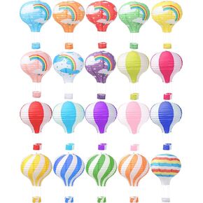 Treela 20 Pcs Hot Air Balloon Decorations 12 Inch Hot Air Balloon Paper Lanterns, Hanging Reusable Chinese Hot Air Balloon Lantern Lamps for Birthday Christmas Classroom Party Decoration