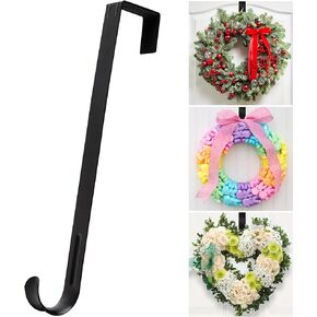 Wreath Door Hanger,12" Wreath Hangers for Front Door Décor,Easter Decorations,Ultra-thin Over the Door Hooks Organizer for Home,10lbs Metal Door Hanger,Welcome Sign for Front Door Christmas Halloween