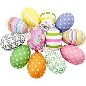 12pcs New Colorful Paper Mache Foam Egg Hanging Ornaments Easter Tree Christmas Decoration
