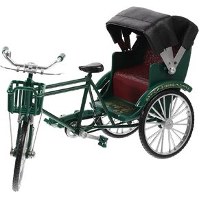 FOMIYES Retro Rickshaw Figurine Vintage Jinrikisha Model Classic Rickshaw Sculpture Metal Bike Decoration Handmade Art Collectible Statue for Home Vintage Home Desktop Decor