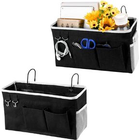 Loghot Bedside Caddy/Bedside Storage Bag Hanging Organizer for Bunk and Hospital Beds,Dorm Rooms Bed Rails,Can be Placed Glasses,Books,Mobile Phones,Keys (Light Pink)