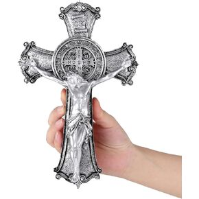Taprion Crucifix Wall Cross - Saint Benedict Resin Wall Art - 10 Inch Golden Cross Give Blessing and The Spiritual Sacred: Faith Gift for Your Acquaintances