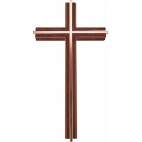 Cross for wall, Catholic Wooden Crosses Wall Decor, 10 Inch, Brown + Antique Copper