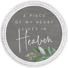 Simply Said, INC Beaded Round Wall Art, A Piece of My Heart Lives in Heaven - 14 x 14 inch Circular Wall Sign BAO1035
