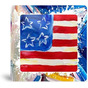 Sunlight Art American Energy Suncatcher 11" x 11" Window Panel, Sunlit Splendor of a Colorful American Flag from a Painting for Window Display, Similar to Stained Glass Art