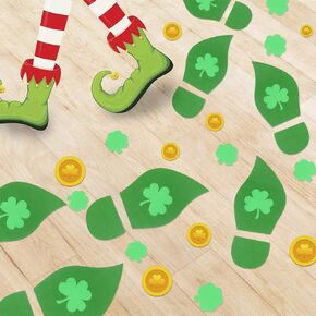 CCINEE 298pcs Leprechaun Footprint Floor Stickers Self-Adhesive Gold Coin Decals Stickers for St. Patrick's Day Window and Party Decorations 10 Sheets