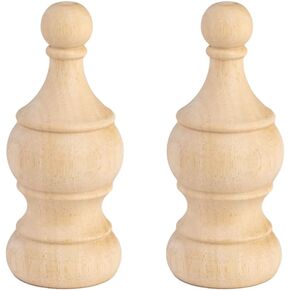 2Pack Decorative Wood Finials 5.9" Tall x 2.4" Wide for Bed Post Finials Curtain Rod Staircases DIY Crafts Unfinished Wooden Finials for Indoor Use Home Deoration (Style2-5.9inch)