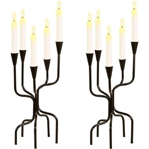 5 Arms Candelabra Candle Stand, 16 Inch Tall Black Decorative Candelabra Candle Holders for Table Centerpiece, Formal Events, Wedding, Party, Church, Fireplace,Halloween, Home Decoration (Black)