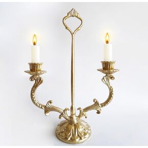 Vintage Candelabra Candle Holders - 3 Arm Candelabras - Brass Color Candlestick, Home Décor (3 Cups Candle Holder)