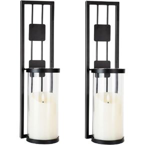 Homemory Wall Sconces Candle Holder Set of 2, Modern Metal Rustic Wall Decor for Living Room, Dining Room, Bedroom, Bathroom(White)
