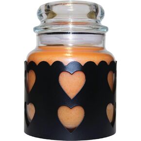A Cheerful Giver Metal Candle Sleeve - 5" Black Heart Candle Sleeve Fits Keepers of the Light Papa or Mama Jar Candles - Rustic Candle Accessories