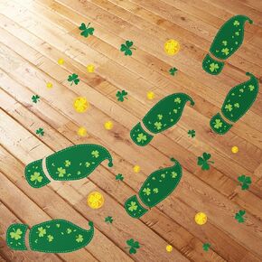 290 Pieces St Patricks Day Decorations Leprechaun Footprints Floor Decals Stickers Removable Irish Shamrock Gold Coin Window Wall Clings for Saint Pattys Party Favors Supplies, 10 Sheets