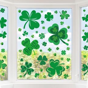 St Patrick’s Day Shamrock Window Clings, 6 Sheets Extra Large Shamrock Window Clings Stickers,Reusable St Patricks Day Decorations for Glass Windows Irish Home Decor in Kuwait