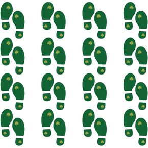 St.particks Day Decorations, Konsait St.Patrick Leprechaun Footprint Floor Decals Removable Shamrock Foot Stickers for Window Walls Saint Patty's Day Party Favors Supplies Decoration(16 Pairs)