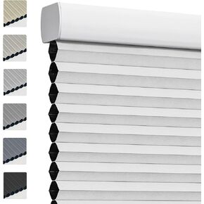 Keego Cordless Cellular Shades Blackout Honeycomb Blinds Window Blinds & Shades for Home Bedroom Kitchen (Grey, Size 35" W x 48" H)